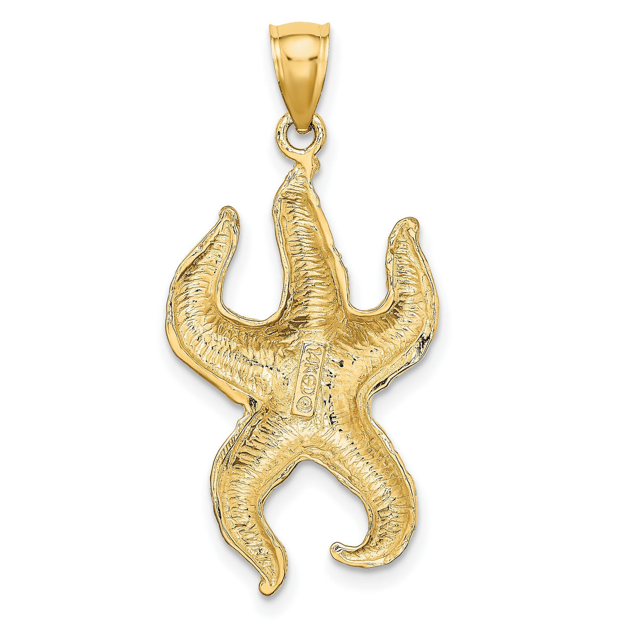 10k Yellow Gold Starfish Pendant, Textured Ocean-Inspired Design, Coastal Charm for Women