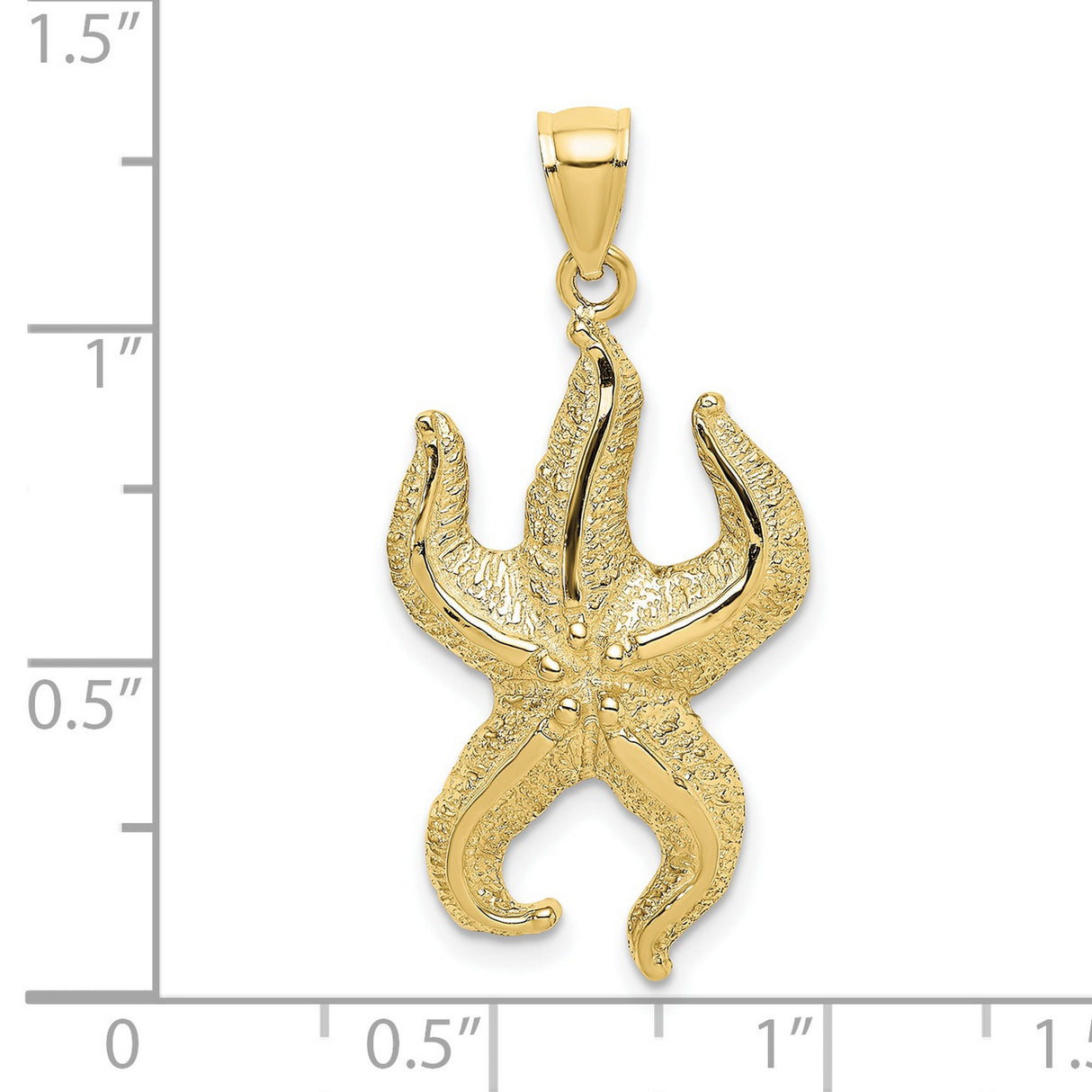 10k Yellow Gold Starfish Pendant, Textured Ocean-Inspired Design, Coastal Charm for Women