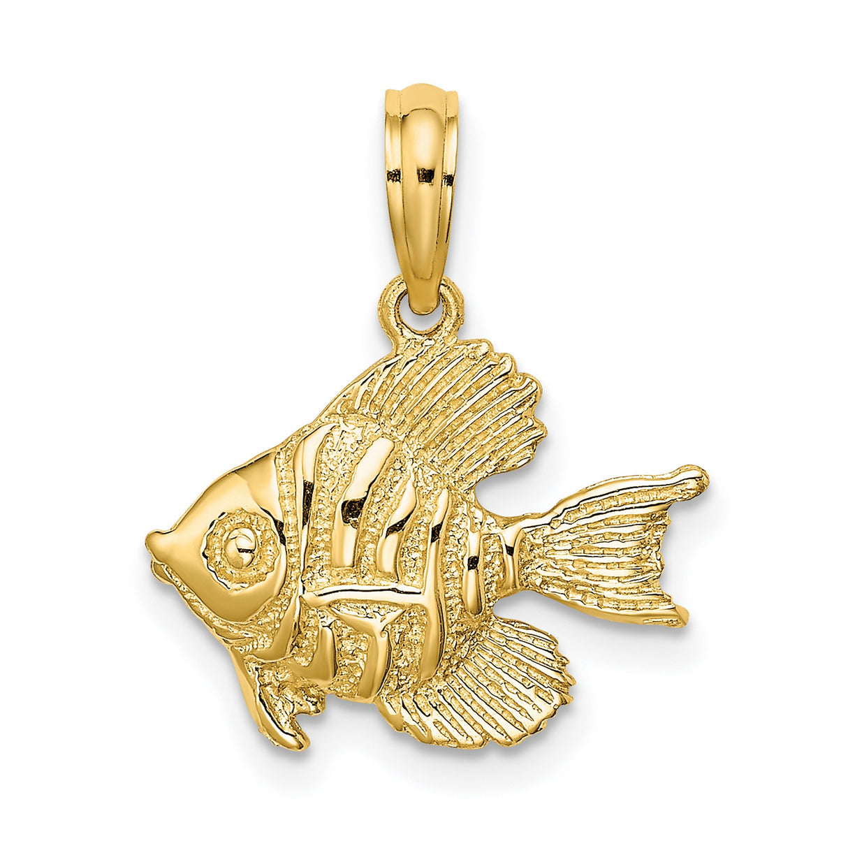 10k Yellow Gold Tropical Fish Pendant, Marine Life Design, Nautical Style for Women
