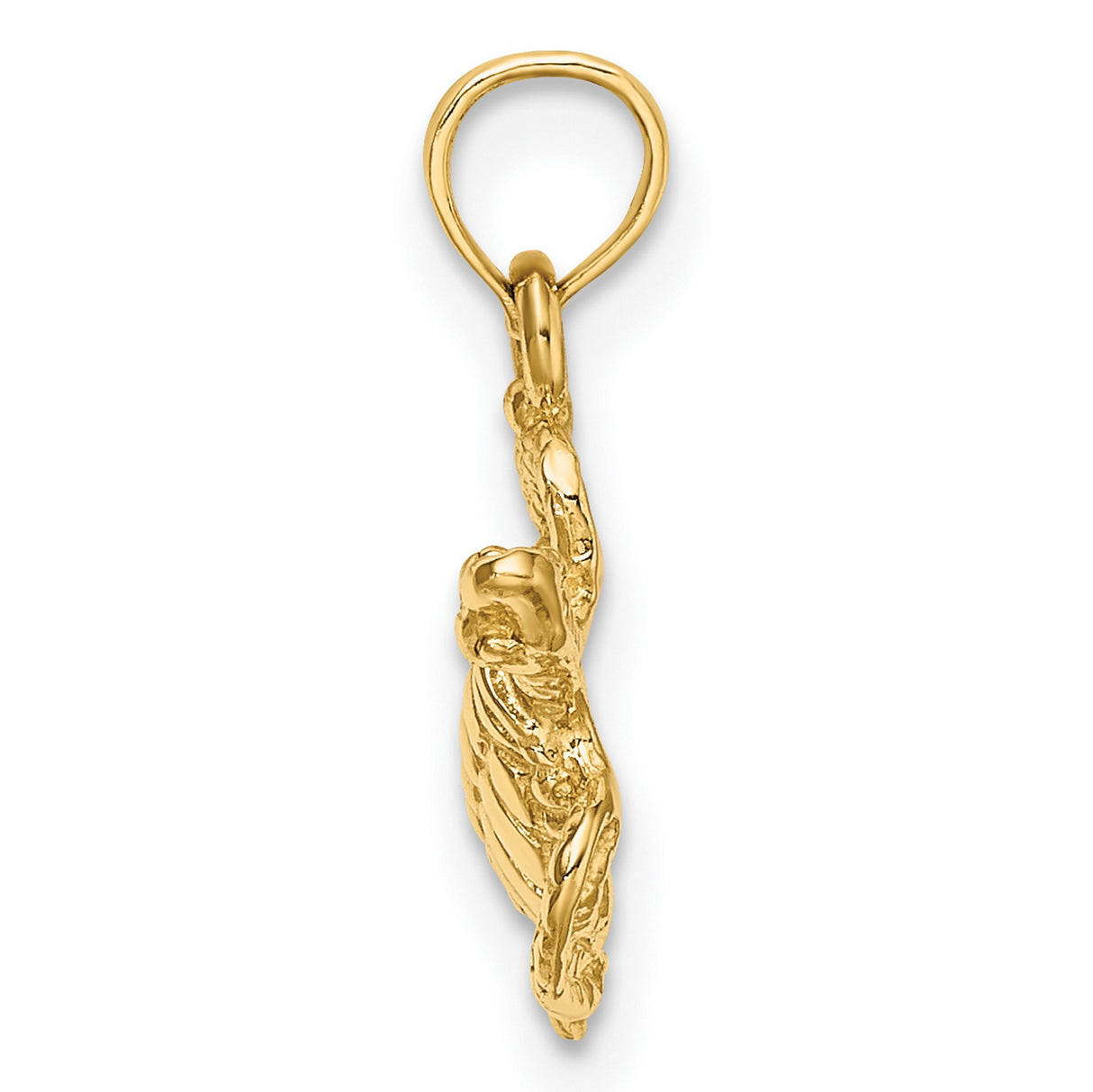 10k Yellow Gold Sea Turtle Pendant, Textured Ocean Animal Design, Unisex Jewelry