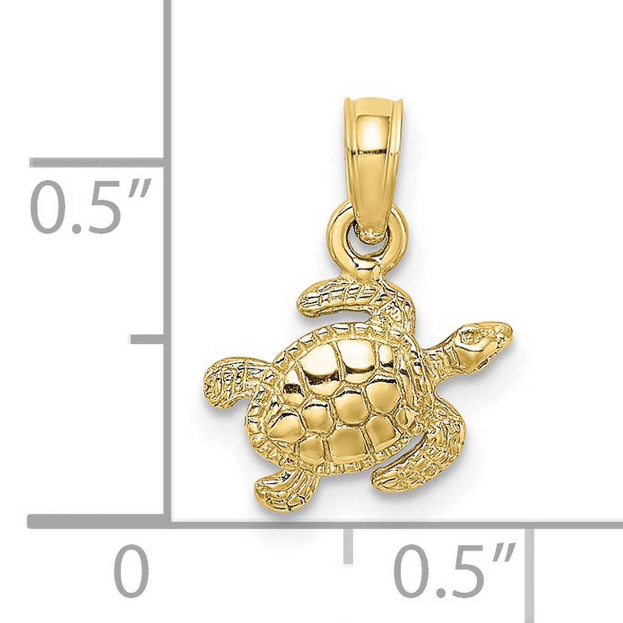 10k Yellow Gold Sea Turtle Pendant, Detailed Ocean-Inspired Charm for Women or Unisex Wear