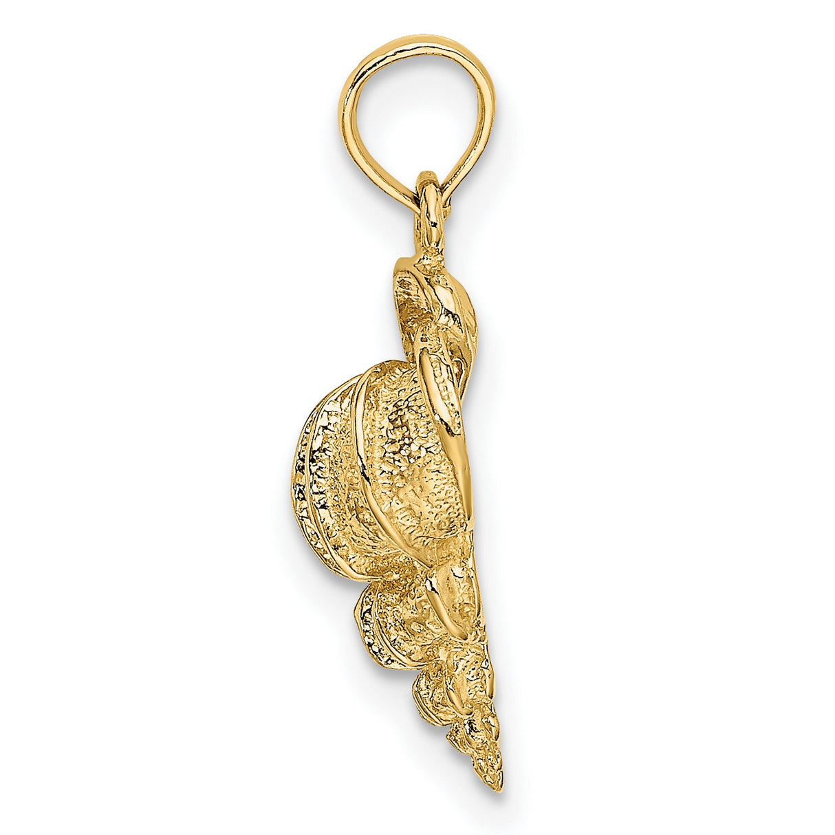 10k Yellow Gold Conch Shell Pendant Charm, Nautical Beach Ocean Theme, Unisex Coastal Jewelry