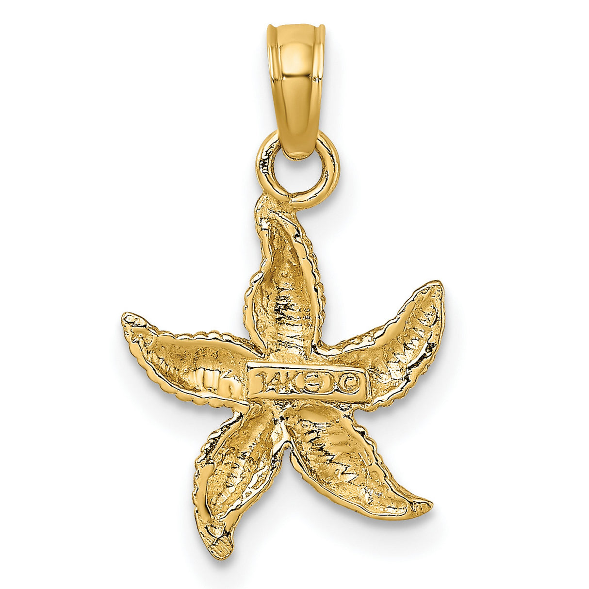 10k Yellow Gold Starfish Pendant, Textured Nautical Charm, Coastal Marine Life Jewelry
