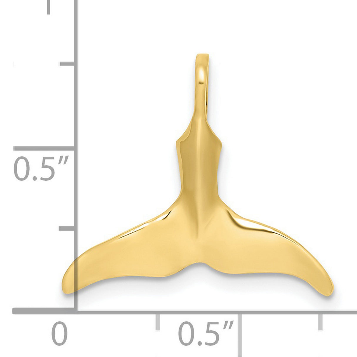 10k Yellow Gold Whale Tail Pendant, Polished Nautical Charm with Ocean Symbolism