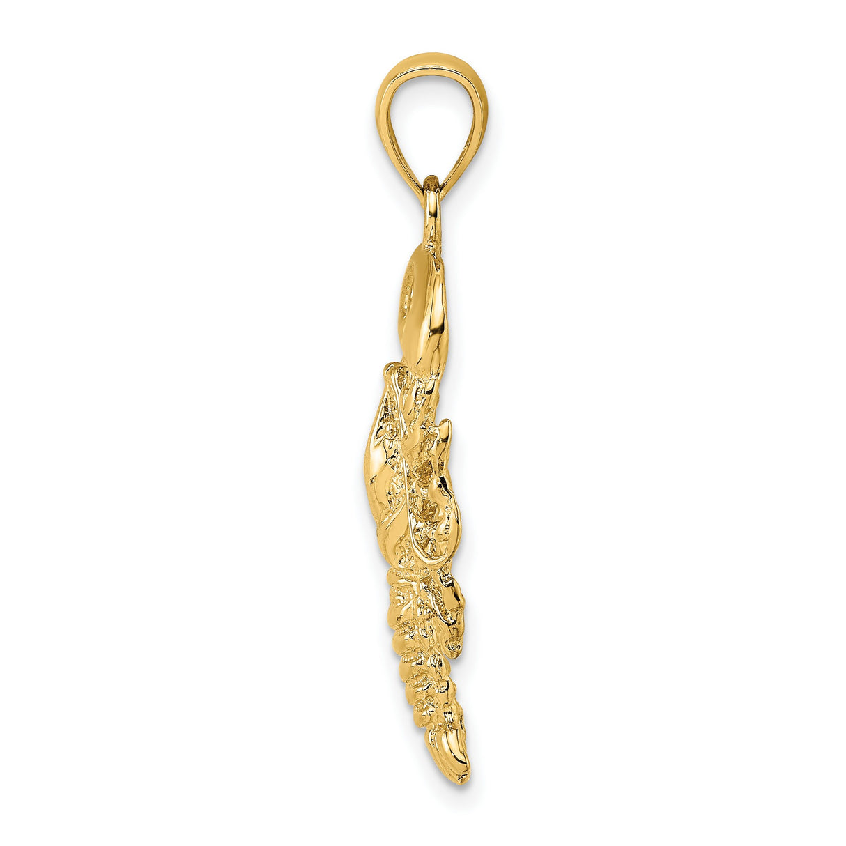 10k Yellow Gold Lobster Pendant with Textured Sea Creature Design, Nautical Theme Jewelry