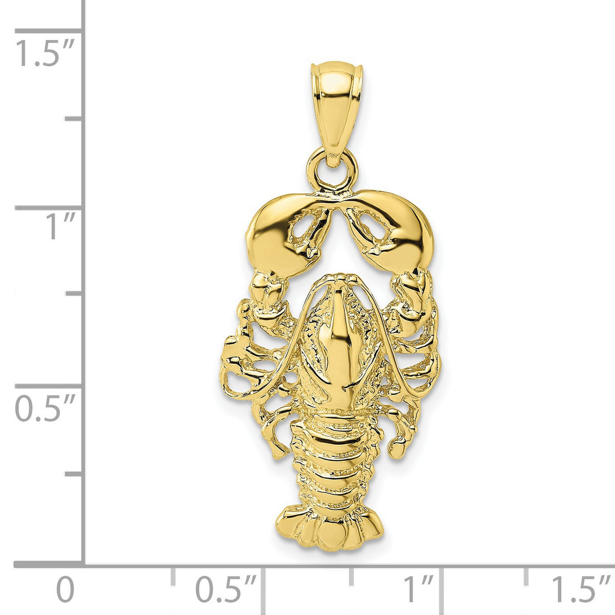10k Yellow Gold Lobster Pendant with Textured Sea Creature Design, Nautical Theme Jewelry