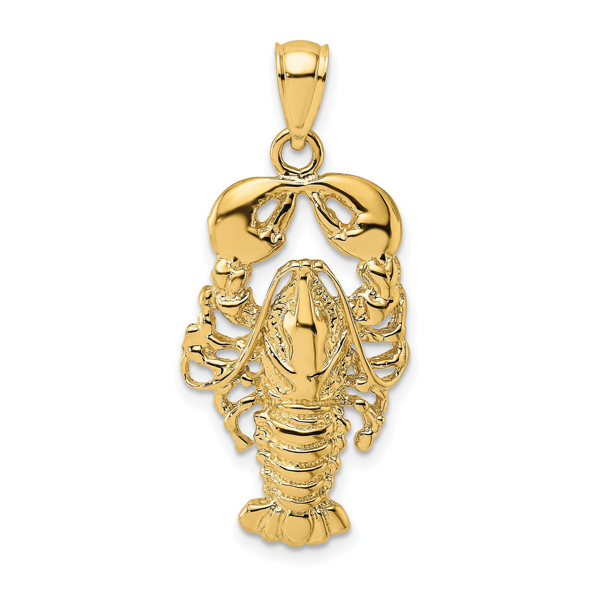 10k Yellow Gold Lobster Pendant with Textured Sea Creature Design, Nautical Theme Jewelry