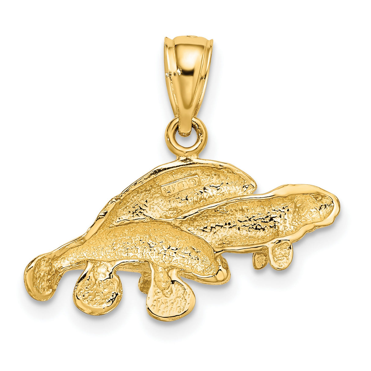 10k Yellow Gold Manatee Pendant Trio with Detailed Sea Cows, Ocean Animal Charm