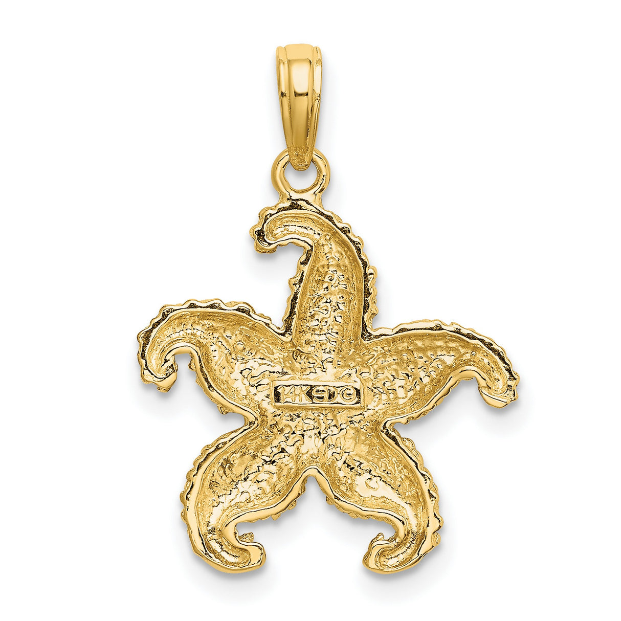 10k Yellow Gold Starfish Pendant with Textured Finish, Nautical Ocean-Inspired Design for Women
