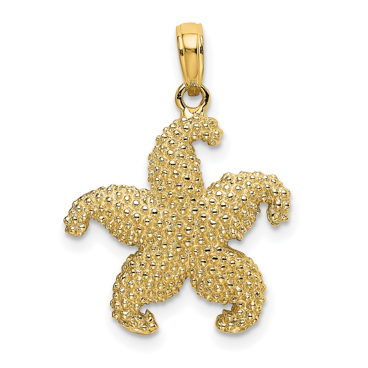 10k Yellow Gold Starfish Pendant with Textured Finish, Nautical Ocean-Inspired Design for Women