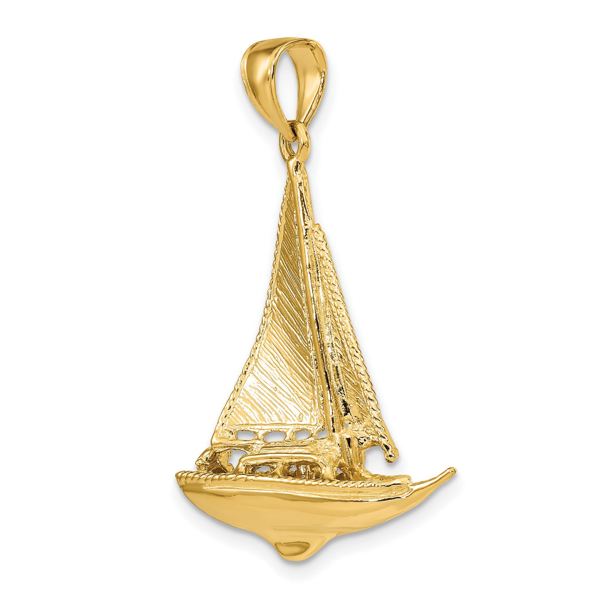 10k Yellow Gold Sailboat Pendant, Nautical Charm with Detailed Sailing Boat Design