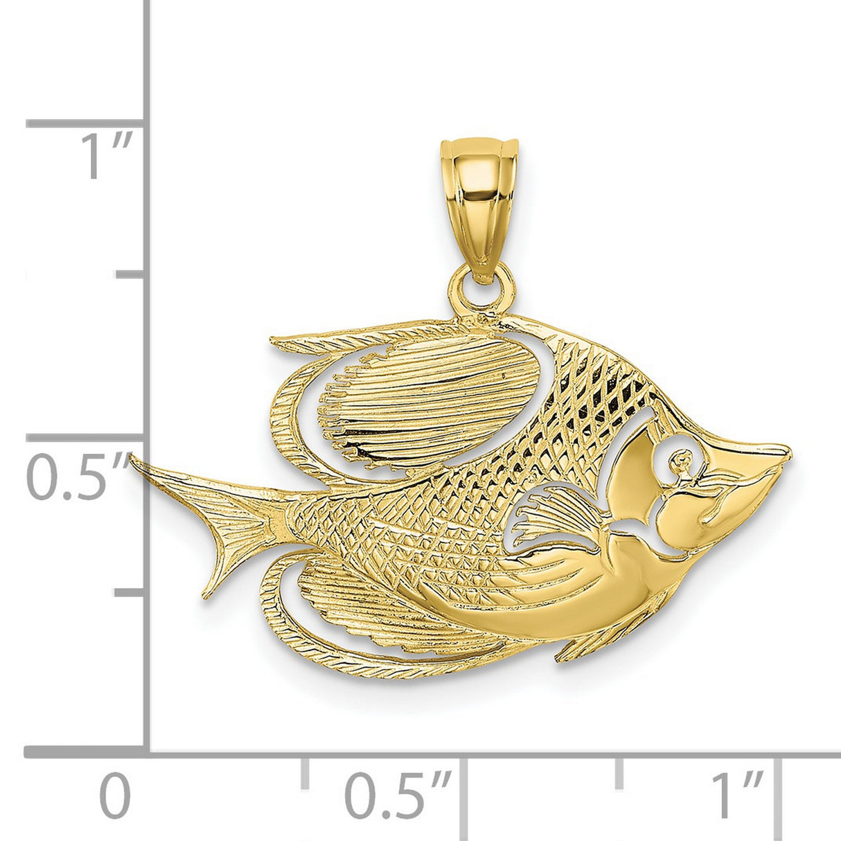 10k Yellow Gold Pendant, Tropical Fish Cut-Out Design, Nautical Marine Life Theme