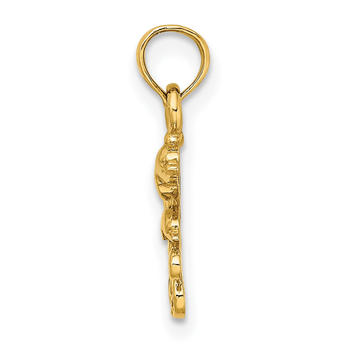 10k Yellow Gold Dolphin Pendant with Two Dolphins and Ocean Wave Design