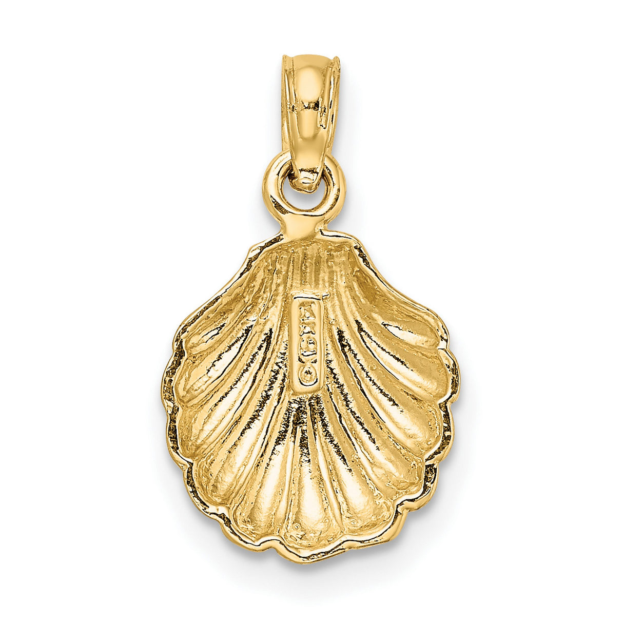 10k Yellow Gold Scallop Shell Pendant, Polished Nautical Charm, Camino de Santiago Symbol