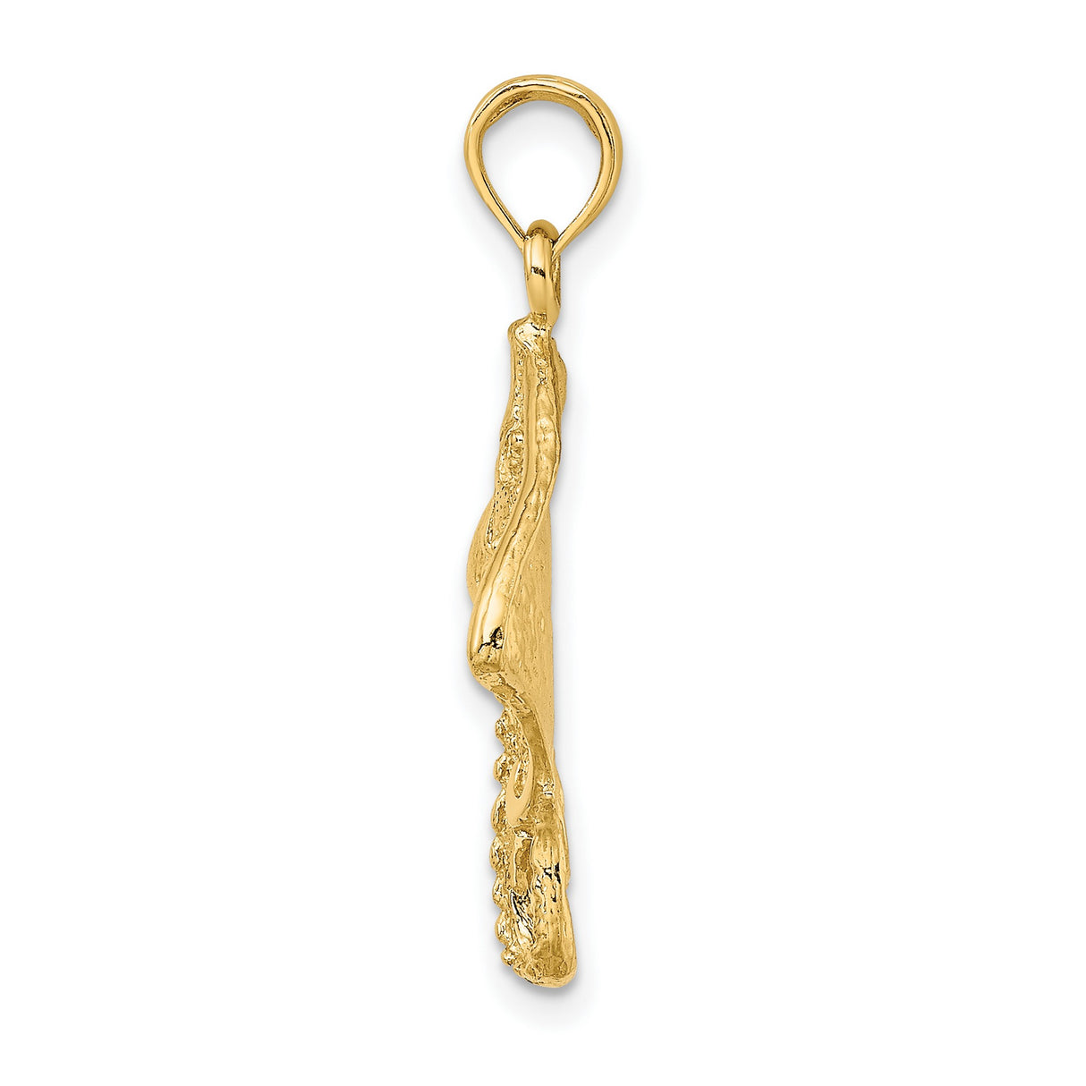 10k Yellow Gold Manta Ray Pendant with Textured Detailing, Ocean-Inspired Unisex Charm