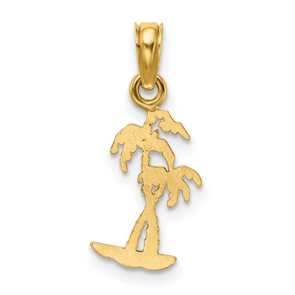 10k Yellow Gold Palm Tree Pendant, Tropical Charm for Women or Unisex Wear