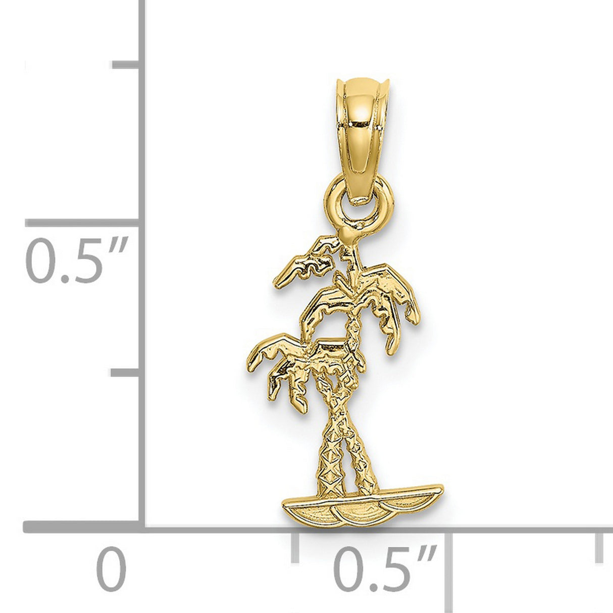 10k Yellow Gold Palm Tree Pendant, Tropical Charm for Women or Unisex Wear