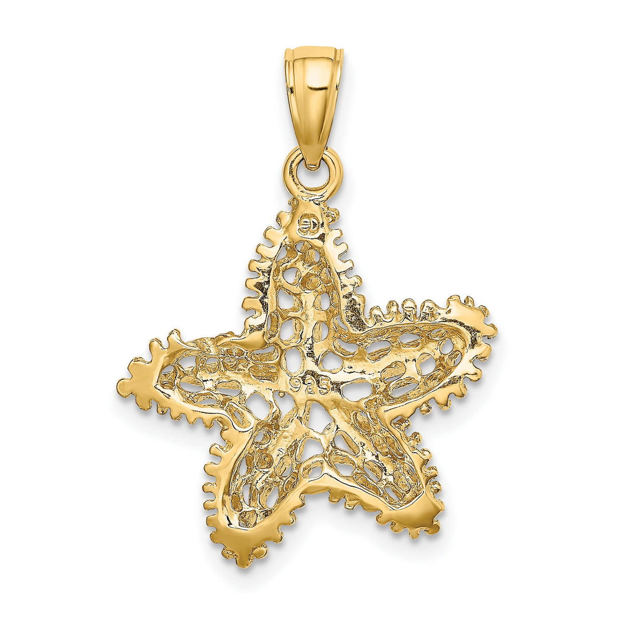 10k Yellow Gold Starfish Pendant with Filigree Detailing, Nautical Sea Life Jewelry for Women