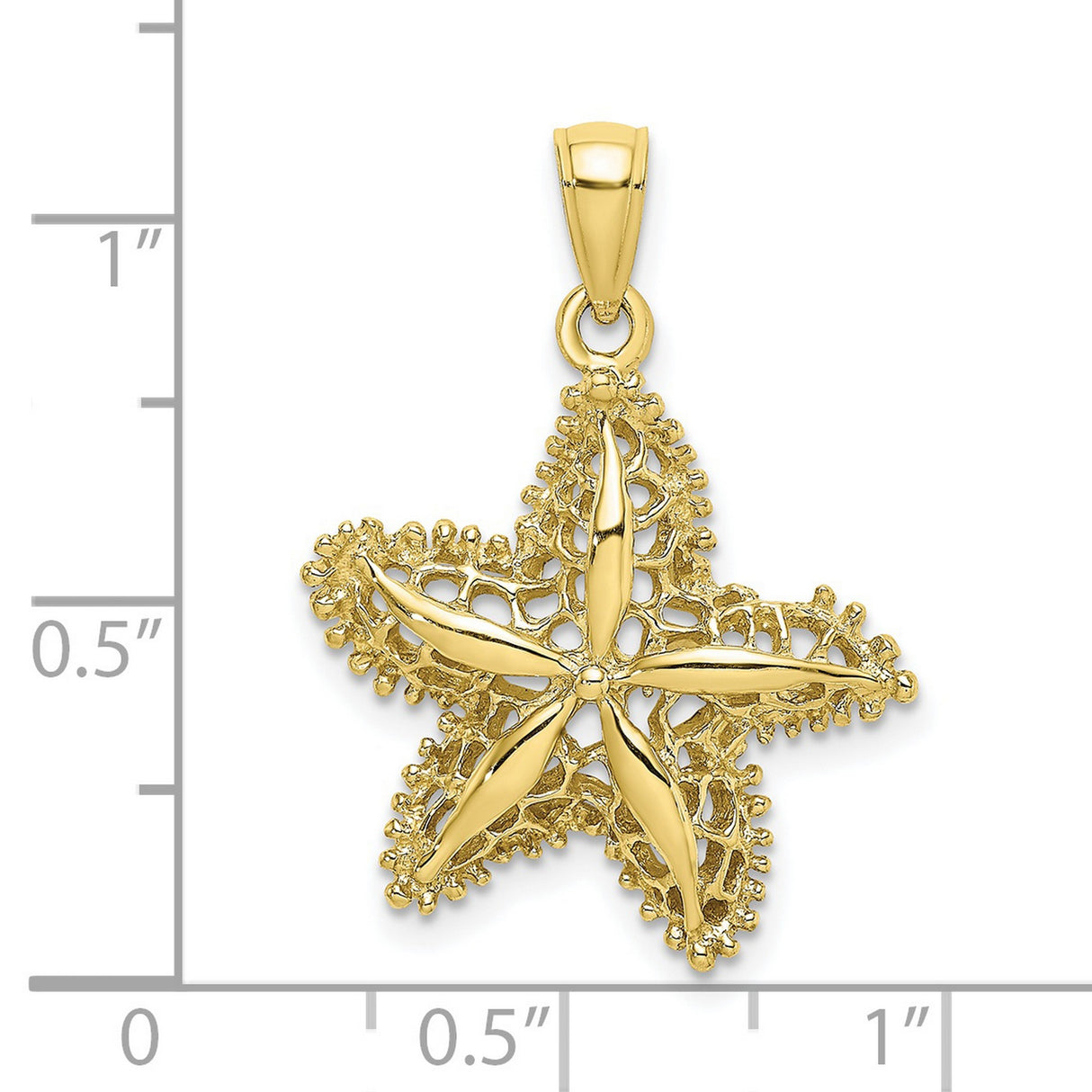 10k Yellow Gold Starfish Pendant with Filigree Detailing, Nautical Sea Life Jewelry for Women