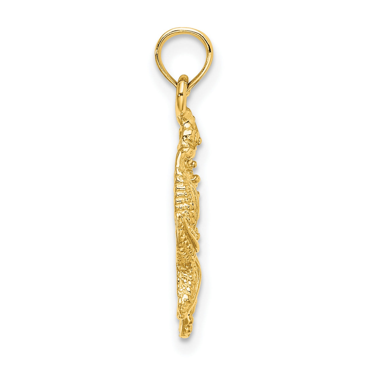 10k Yellow Gold Pendant with Seahorse and Starfish Design, Ocean-Themed Coastal Jewelry