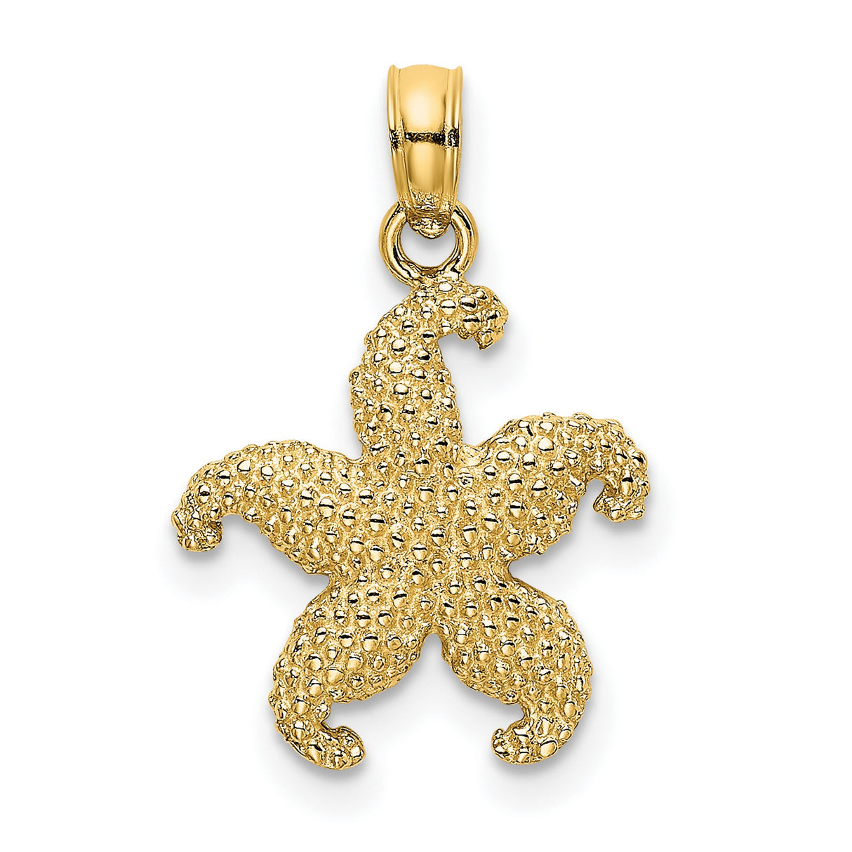 10k Yellow Gold Starfish Pendant with Textured Finish, Nautical Coastal Charm for Women