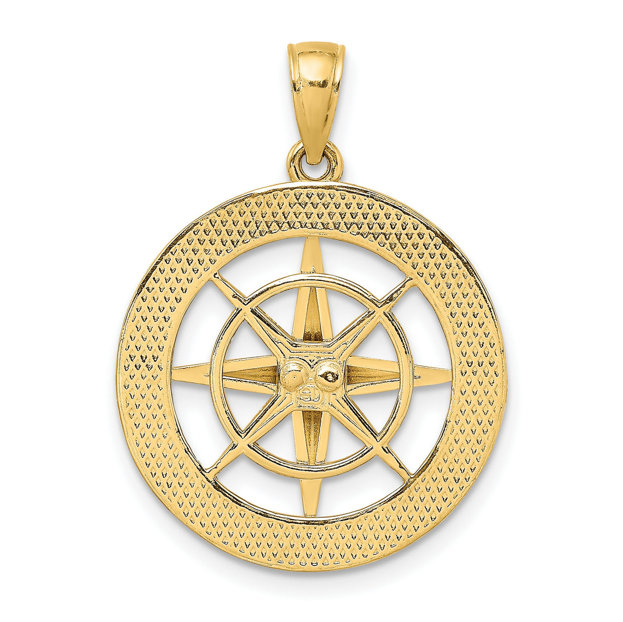 10k Yellow Gold Compass Pendant, Nautical Explorer Design Symbolizing Guidance and Direction