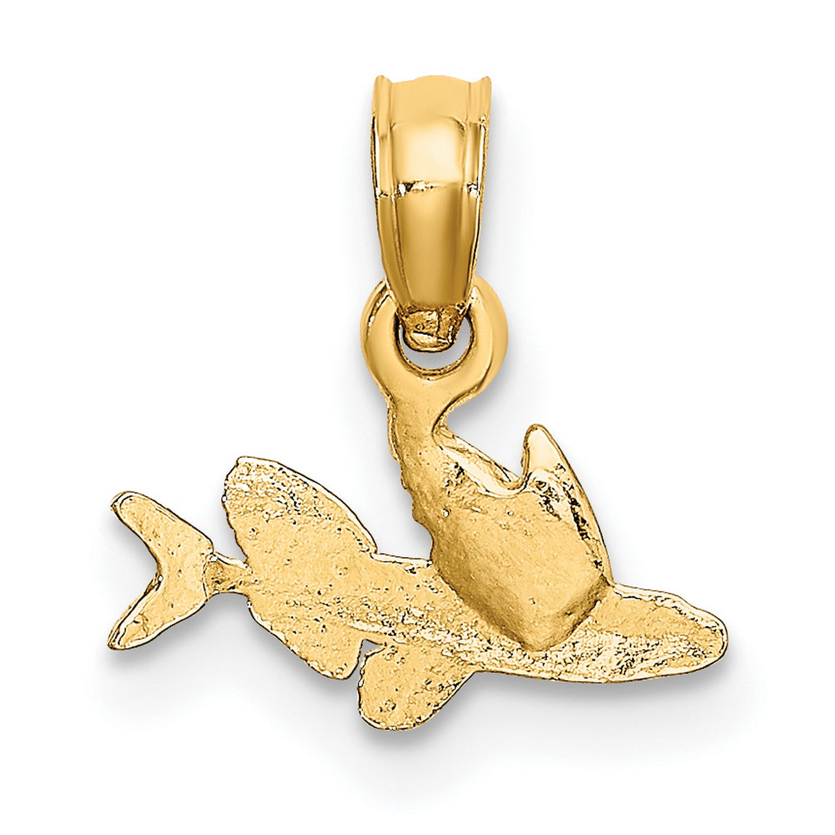10k Yellow Gold Flying Fish Pendant, Detailed Ocean Animal, Nautical Style for Women or Unisex Wear