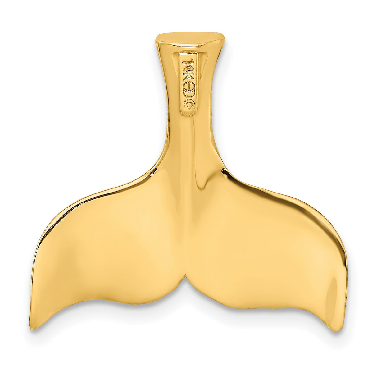 10k Yellow Gold Whale Tail Pendant, Polished Nautical Ocean Symbol for Women or Unisex