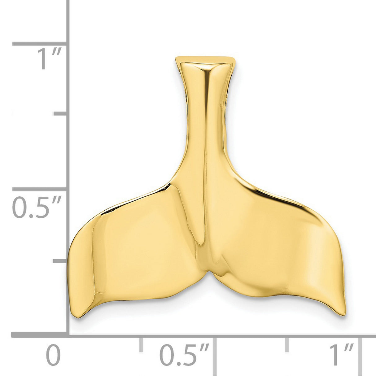 10k Yellow Gold Whale Tail Pendant, Polished Nautical Ocean Symbol for Women or Unisex