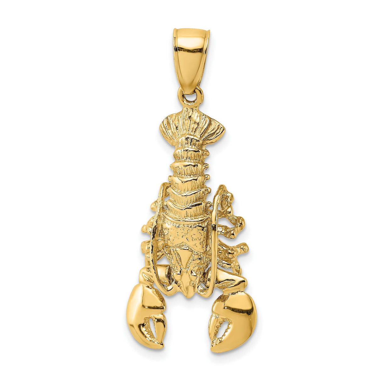 10k Yellow Gold Lobster Pendant with Movable Claws, Nautical Marine Life Charm