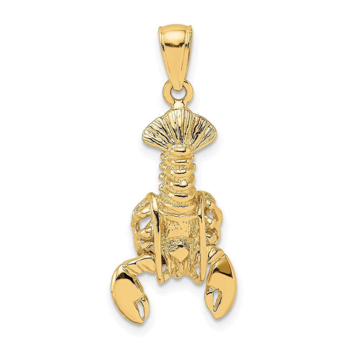 10k Yellow Gold Lobster Pendant, Detailed Nautical Ocean Design for Men or Unisex Wear