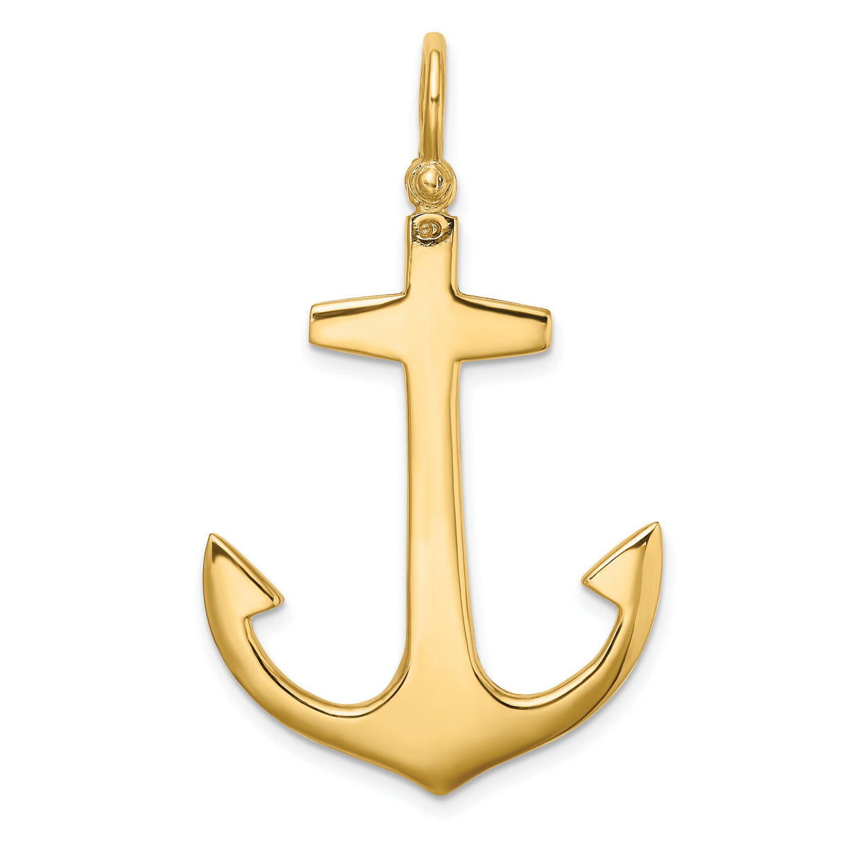 10k Yellow Gold Anchor Pendant, Polished Nautical Cross Design Symbolizing Faith and Hope