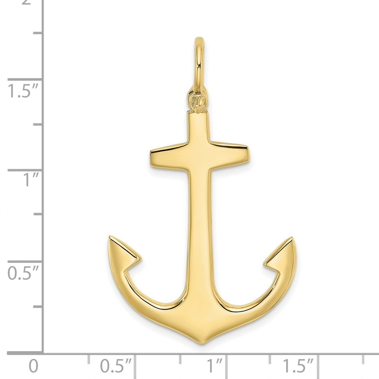 10k Yellow Gold Anchor Pendant, Polished Nautical Cross Design Symbolizing Faith and Hope