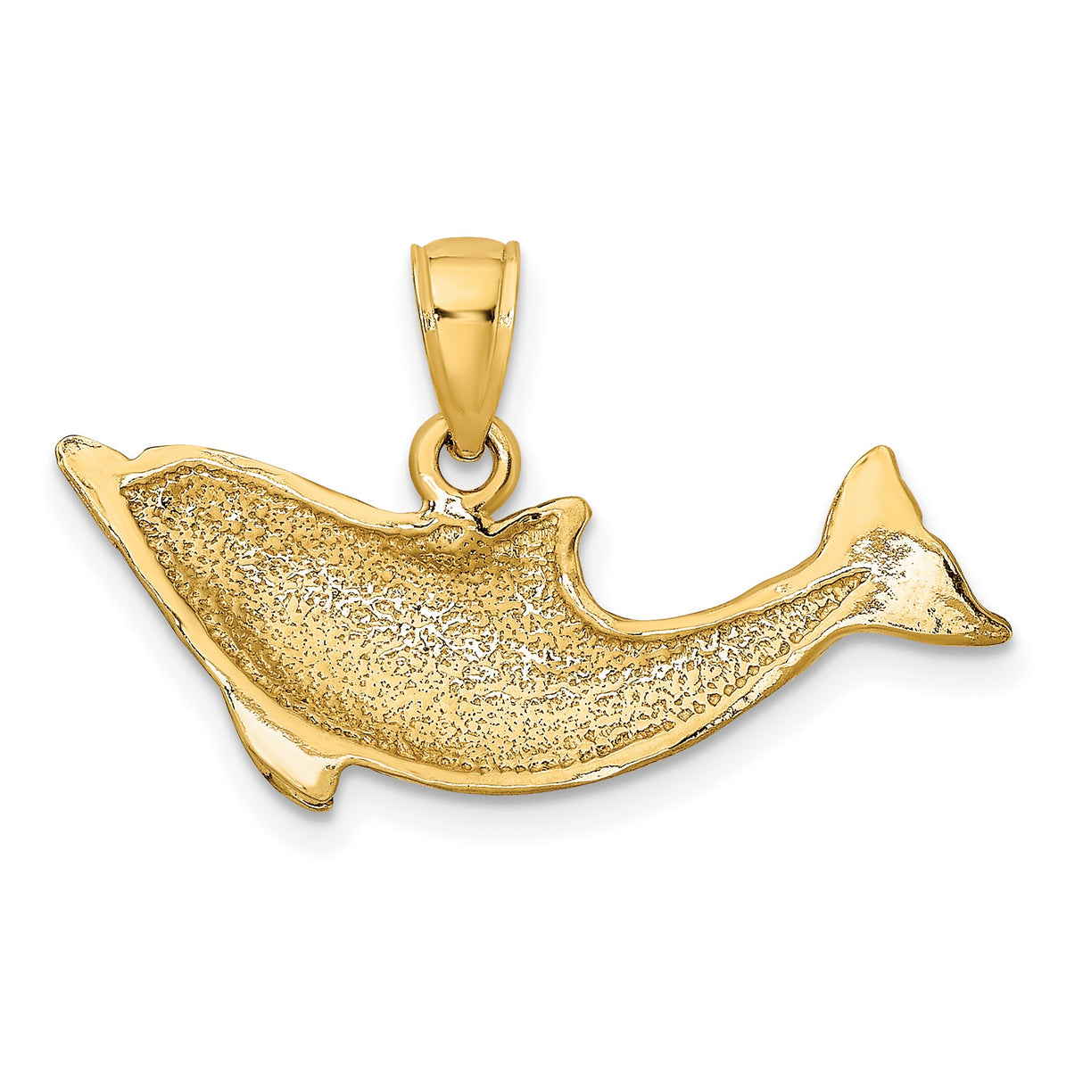 10k Yellow Gold Dolphin Pendant, Sleek Polished Ocean Animal Charm, Minimalist Marine Life Jewelry