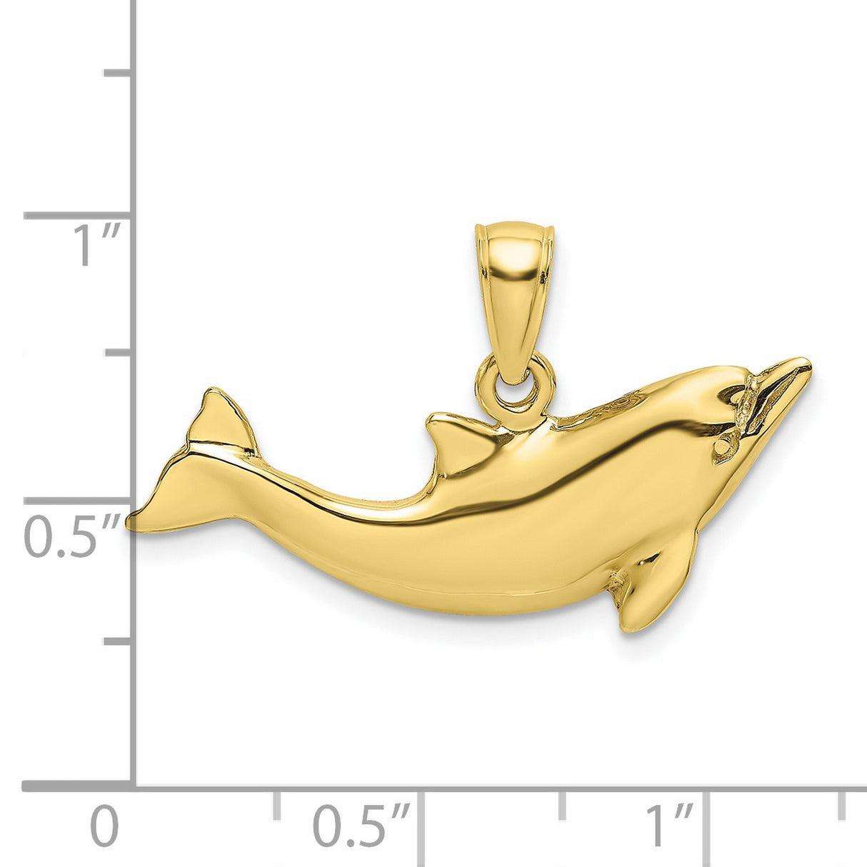 10k Yellow Gold Dolphin Pendant, Sleek Polished Ocean Animal Charm, Minimalist Marine Life Jewelry