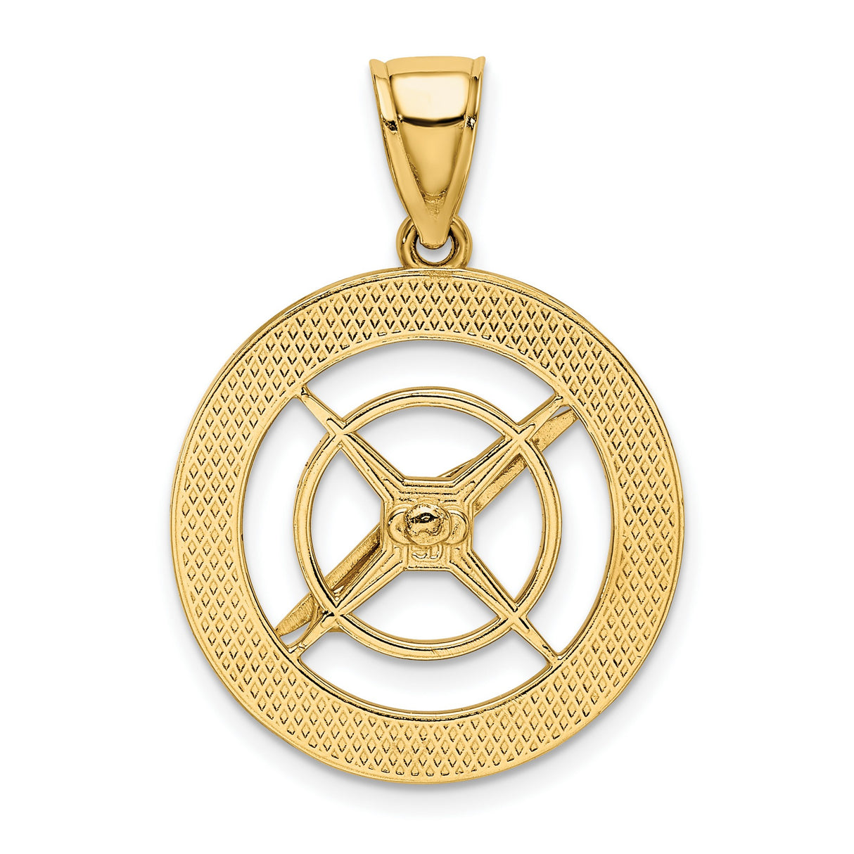 10k Yellow Gold Compass Pendant with Directional Engraving, Nautical Adventure Theme for Men or Unisex