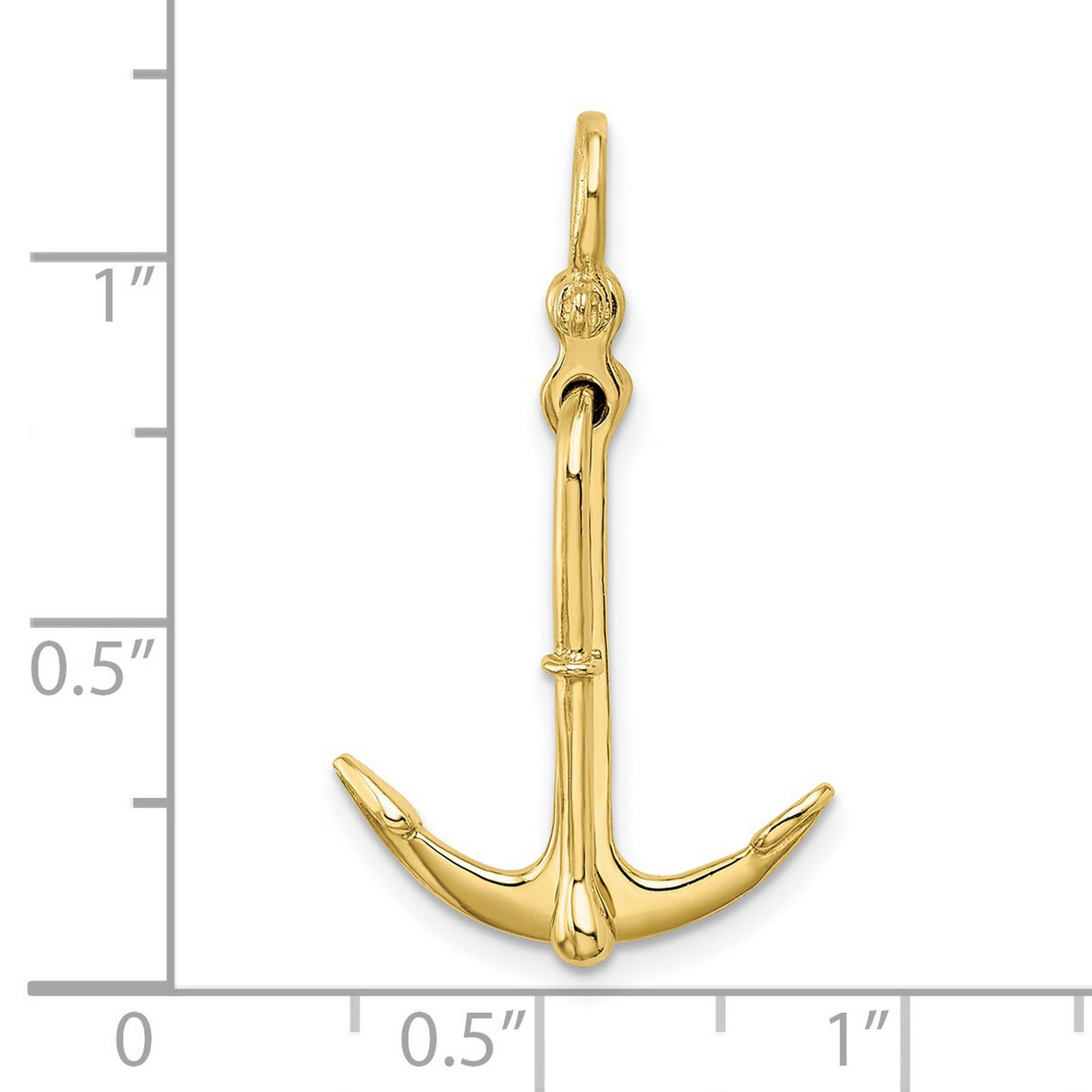 10k Yellow Gold Anchor Pendant, Polished Nautical Symbol of Faith and Strength for Men or Unisex