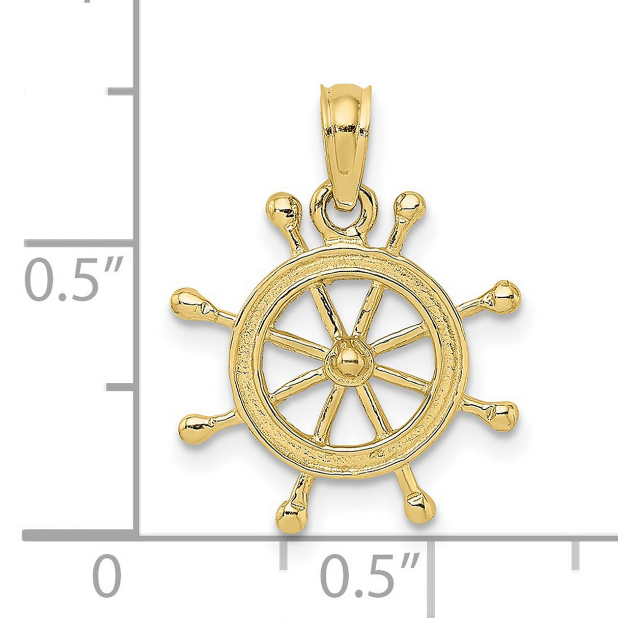 10k Yellow Gold Ship Wheel Pendant, Nautical Maritime Design for Men or Unisex