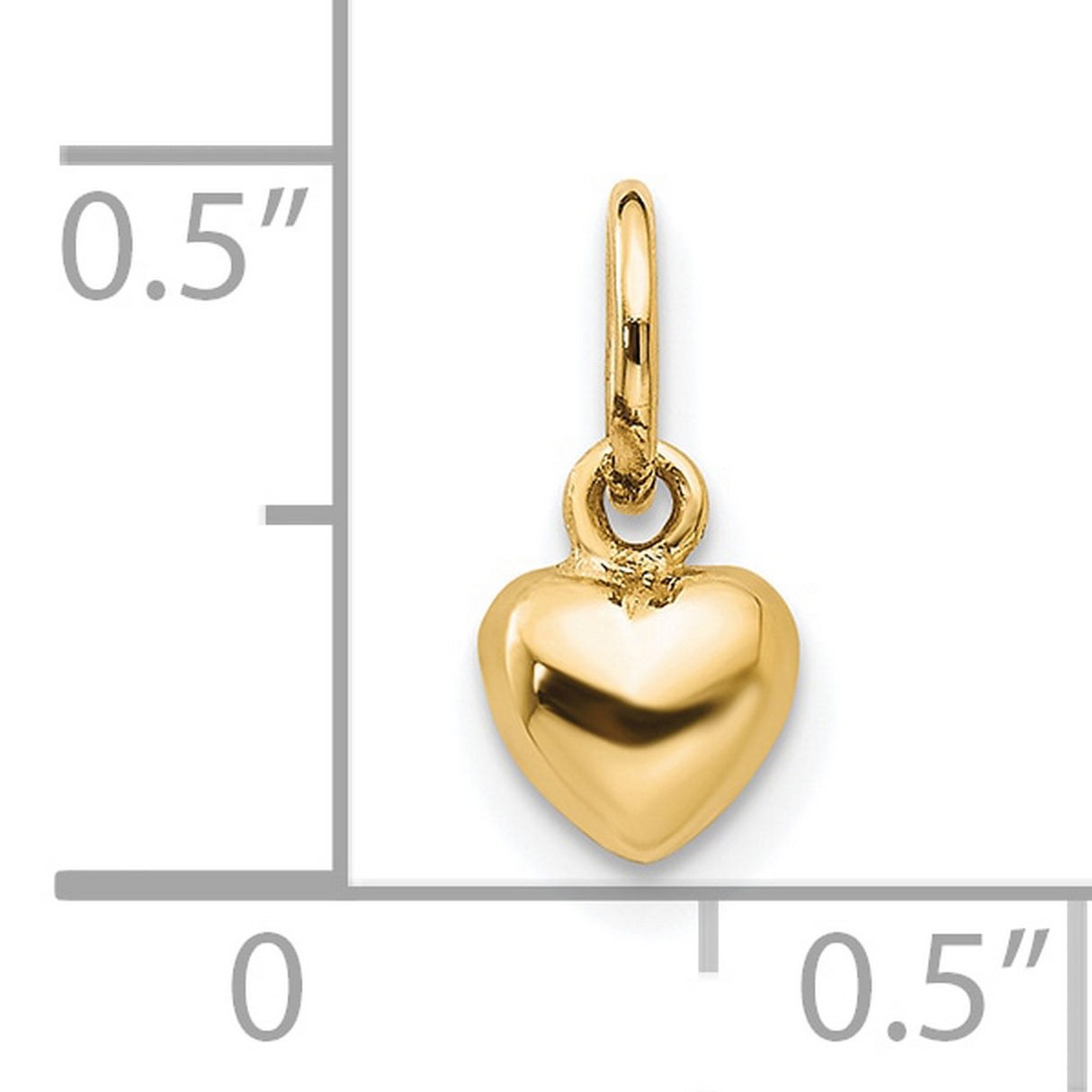 10k Yellow Gold Heart Pendant Charm, Polished Sentimental Jewelry for Women