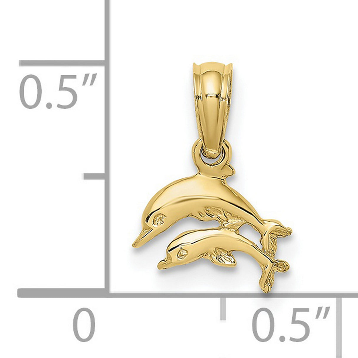 10k Yellow Gold Dolphin Pendant, Jumping Dolphins Ocean Life Nautical Charm for Women or Unisex Wearers