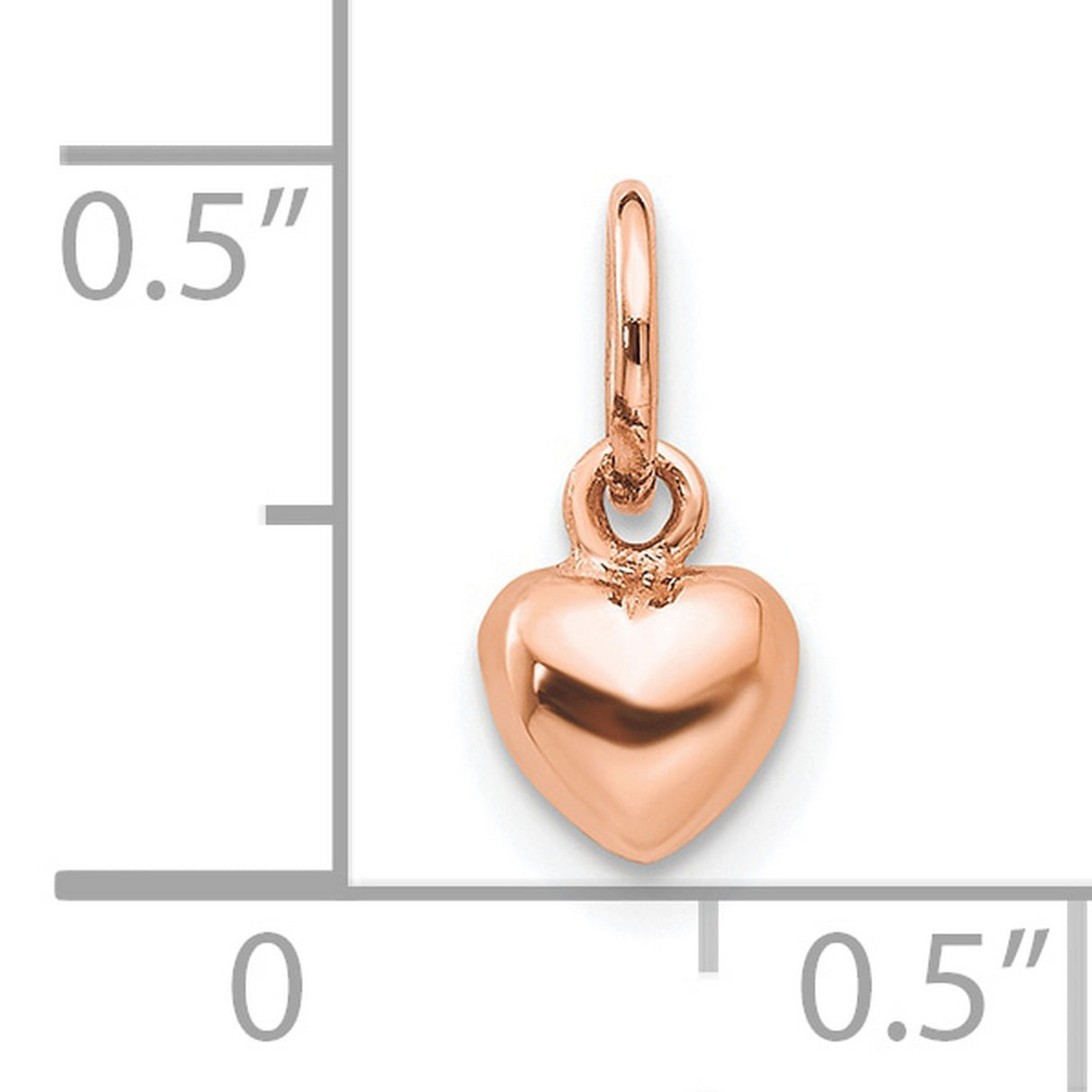 10k Rose Gold Heart Pendant, Polished Puffed Charm, Romantic Jewelry for Women