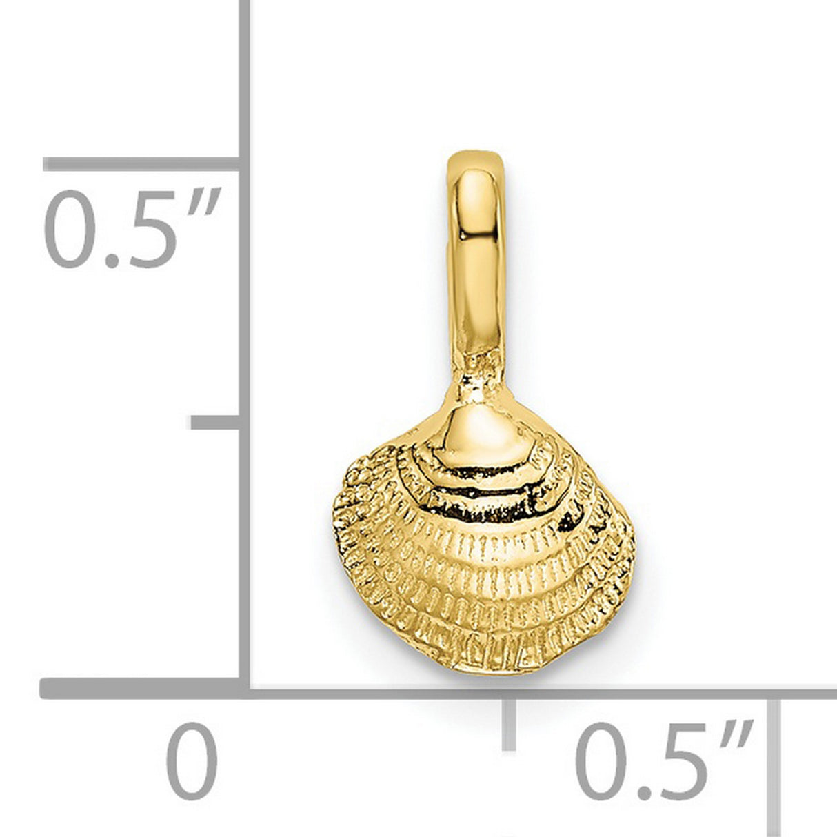 10k Yellow Gold Seashell Pendant with Scallop Shell Design, Nautical Coastal Style for Women