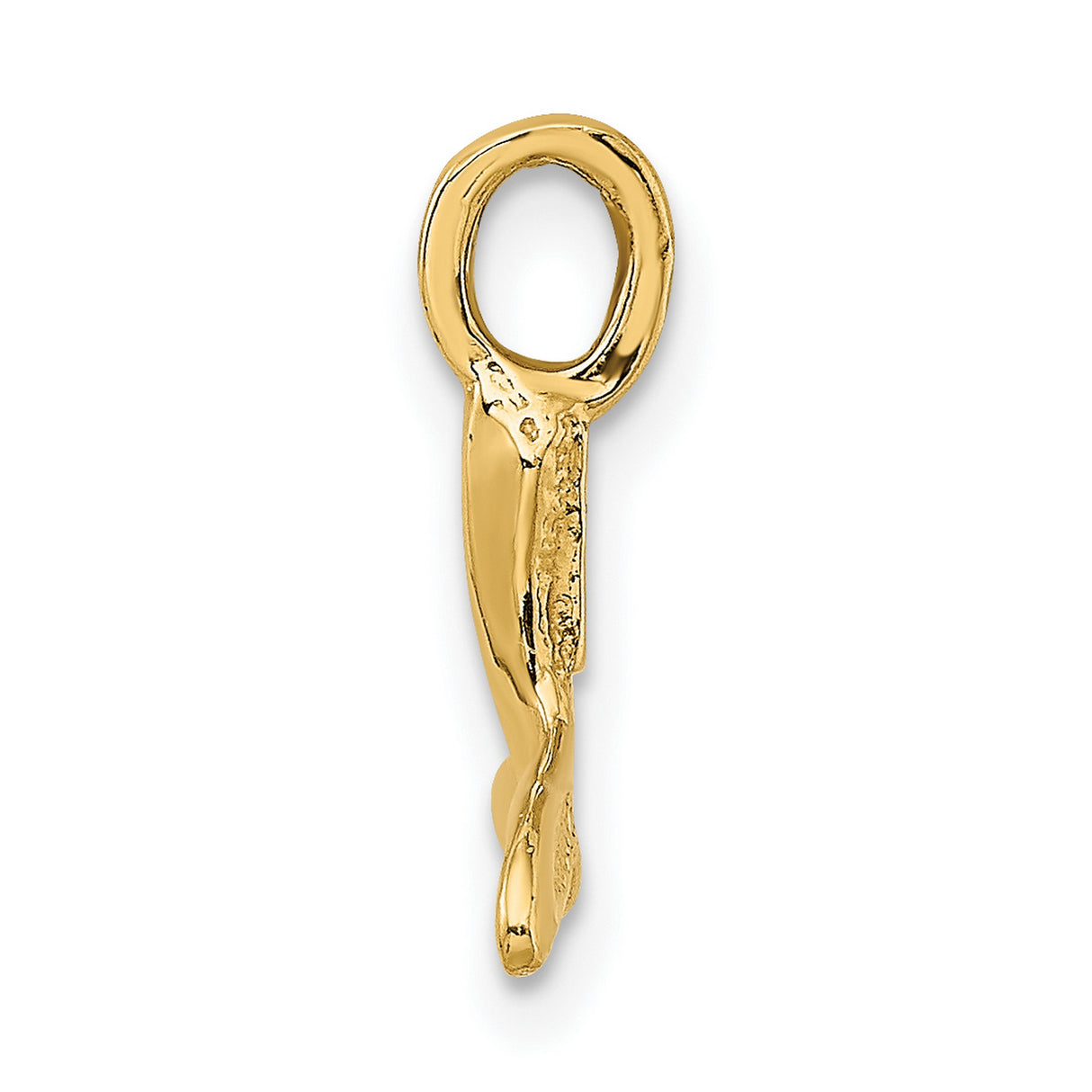 10k Yellow Gold Whale Tail Pendant, Polished Nautical Ocean Symbol for Women or Unisex Wear