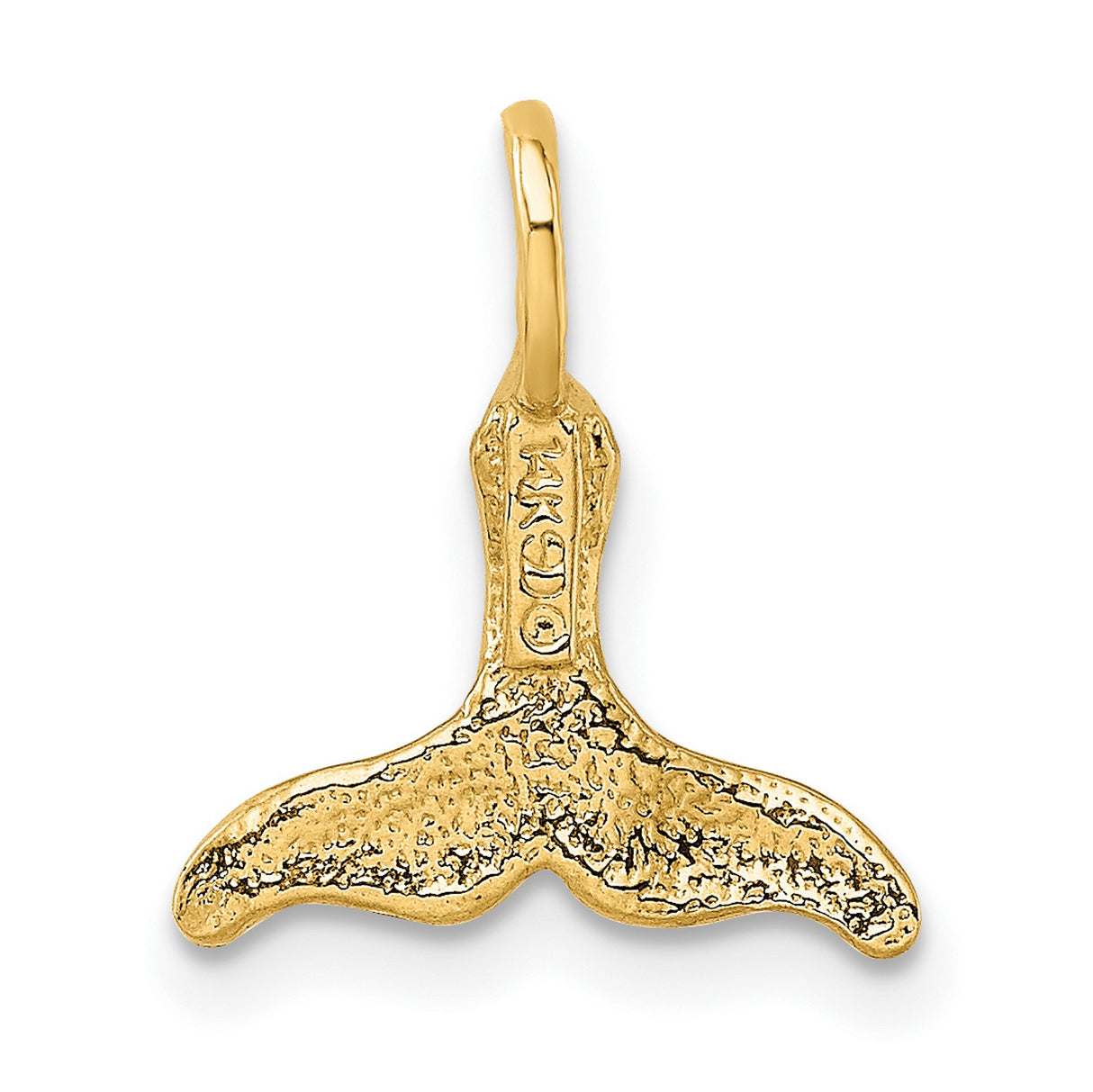 10k Yellow Gold Whale Tail Pendant, Polished Nautical Ocean Symbol for Women or Unisex Wear