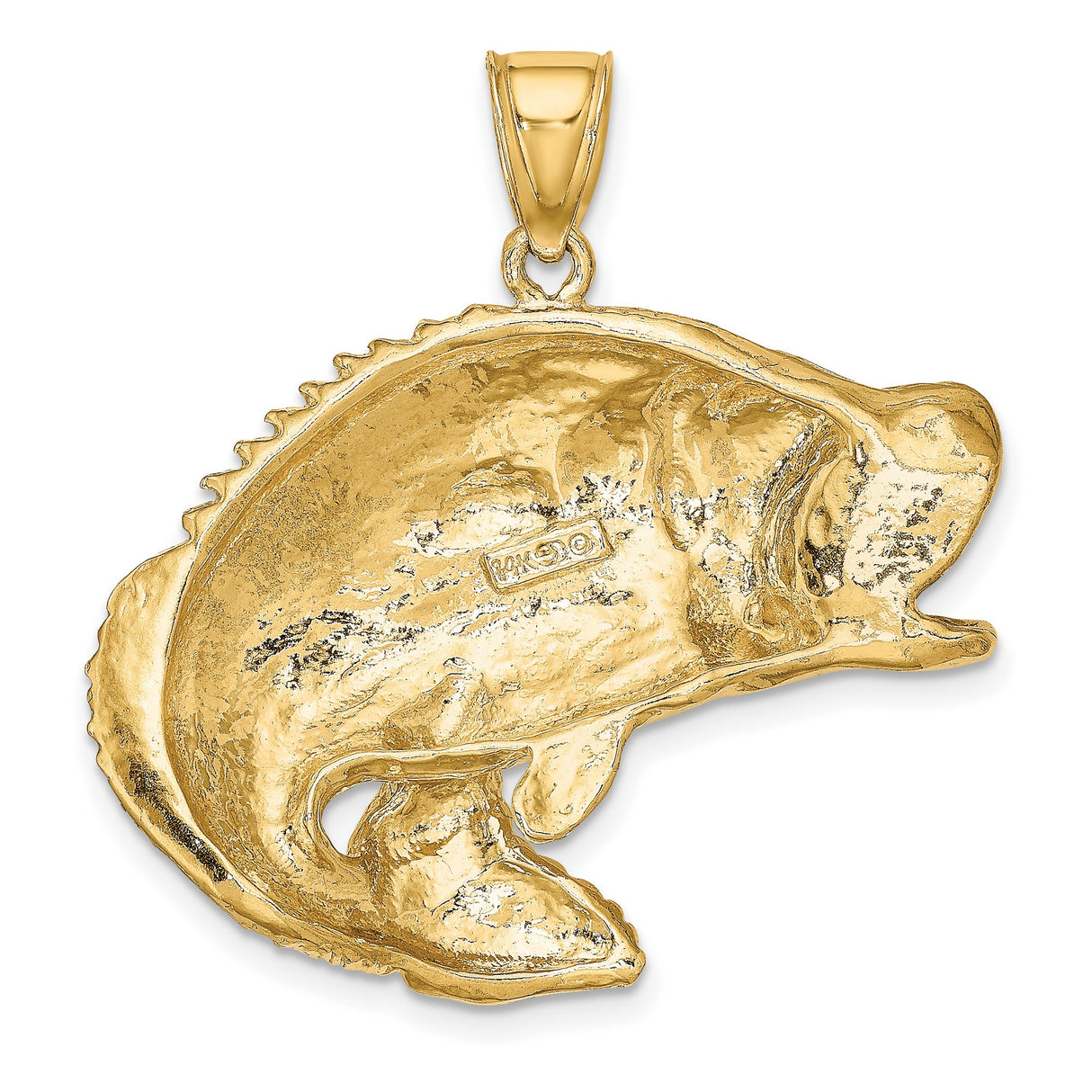 10k Yellow Gold Largemouth Bass Pendant, Realistic Fish Design, Angler Fishing Charm