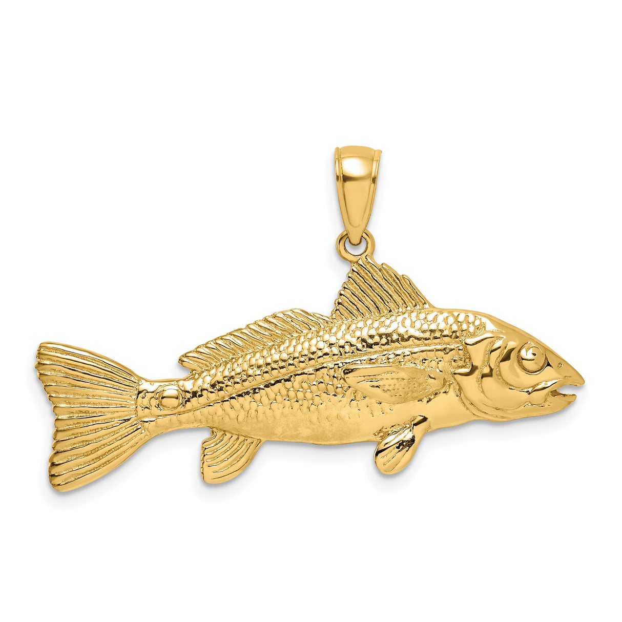 10k Yellow Gold Gamefish Pendant with Detailed Fish Design, Nautical Fishing Jewelry for Men
