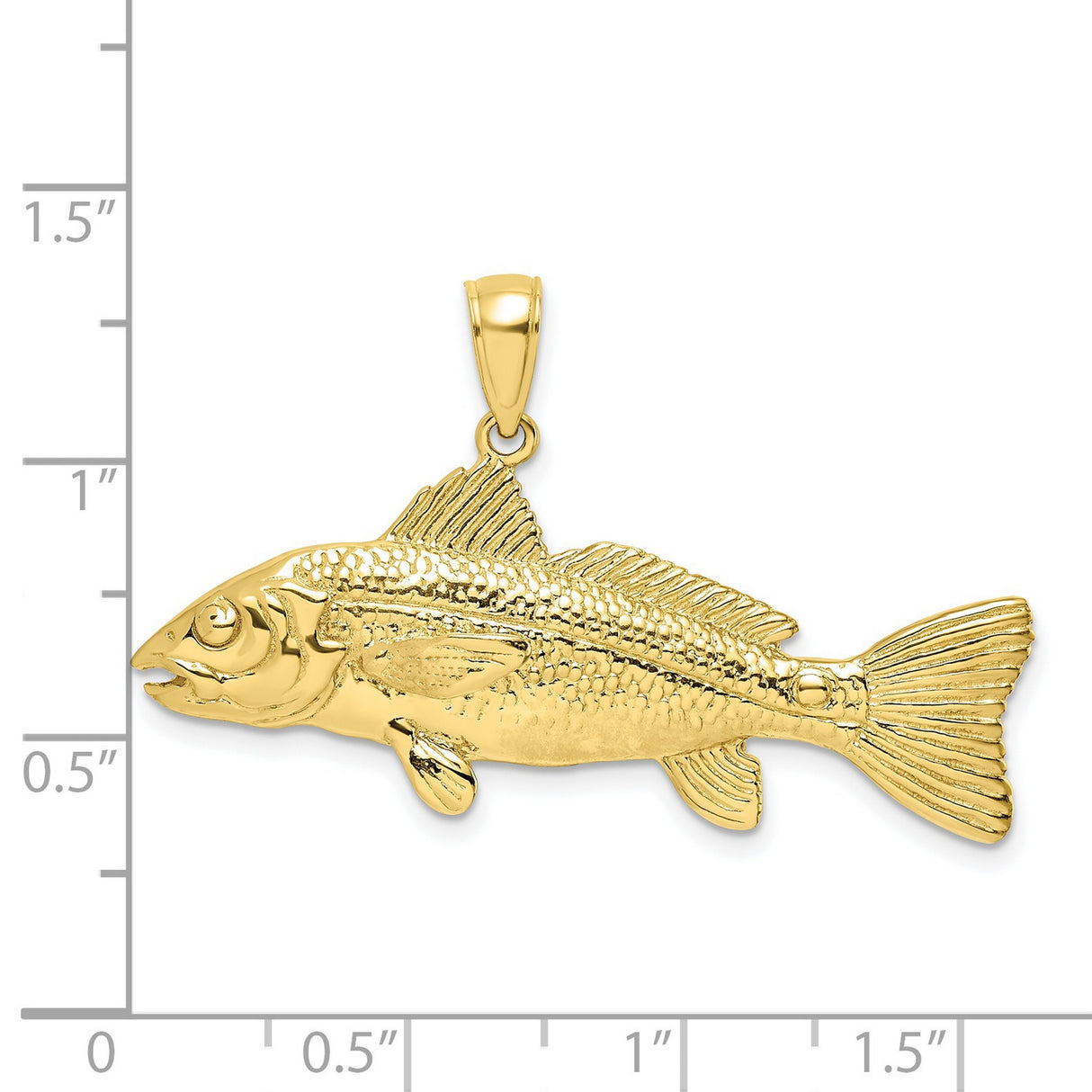 10k Yellow Gold Gamefish Pendant with Detailed Fish Design, Nautical Fishing Jewelry for Men