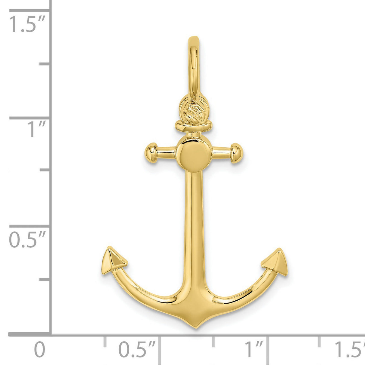10k Yellow Gold Anchor Pendant, Polished Nautical Design Symbolizing Faith and Hope