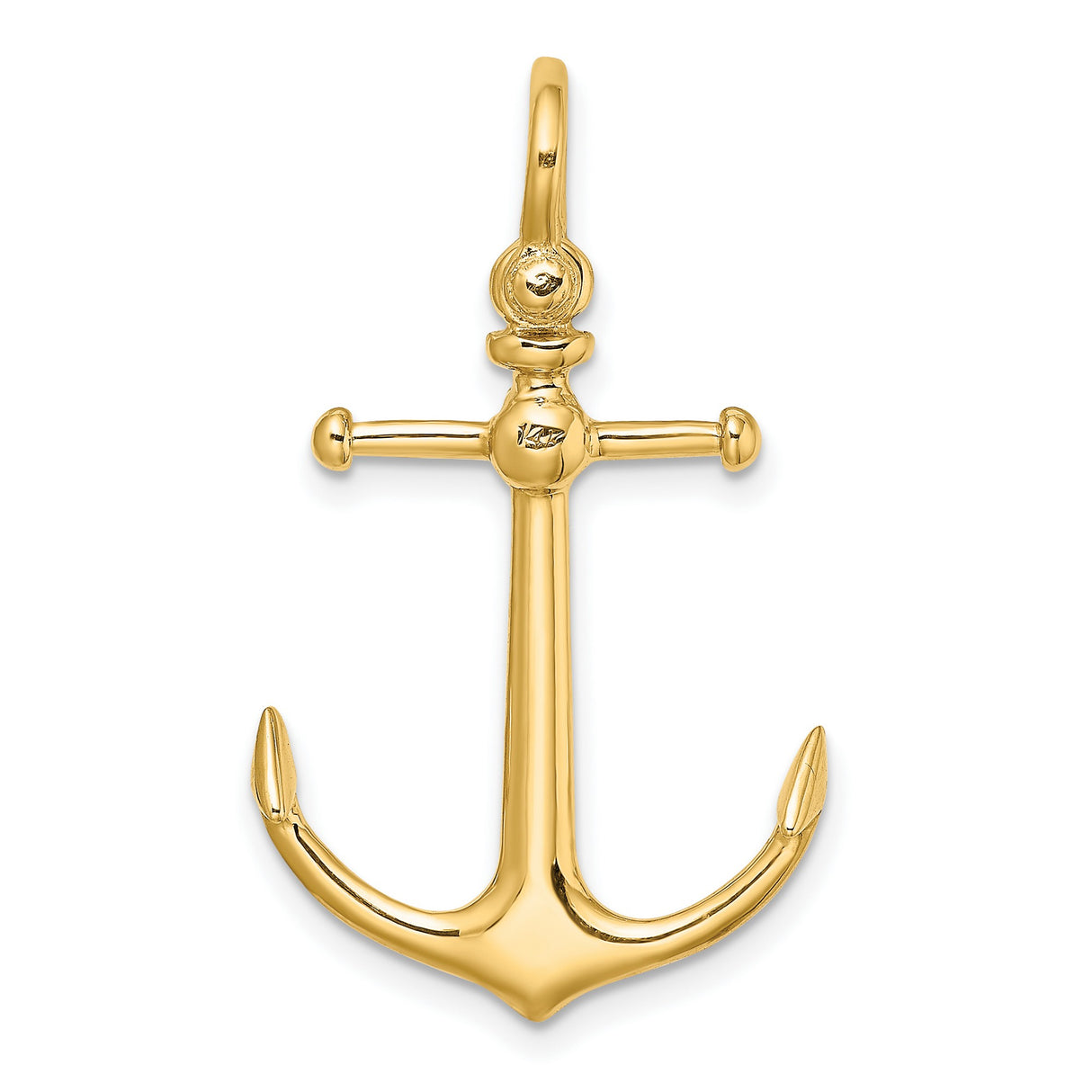 10k Yellow Gold Anchor Pendant, Polished Nautical Charm, Christian Maritime Symbol for Men or Unisex