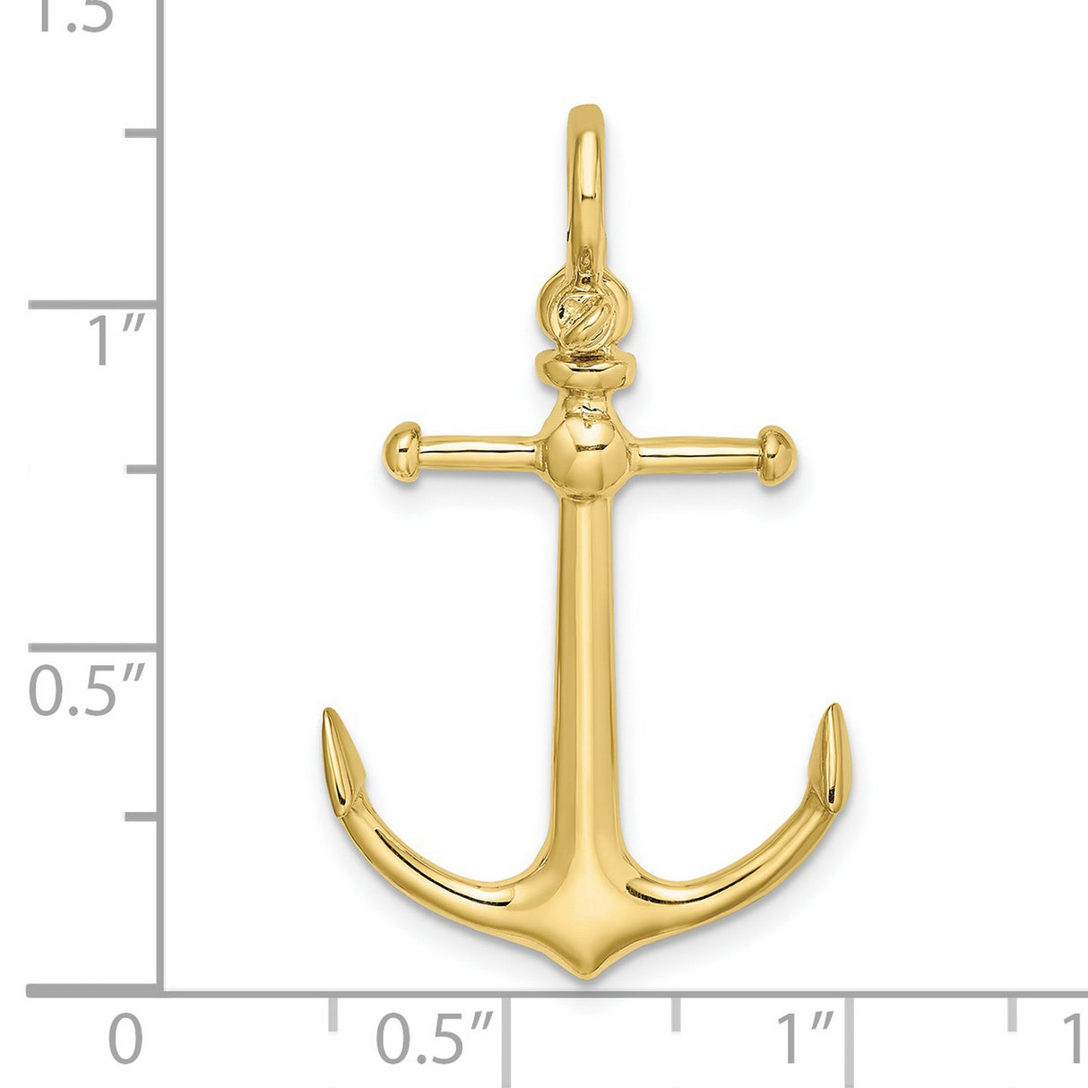 10k Yellow Gold Anchor Pendant, Polished Nautical Charm, Christian Maritime Symbol for Men or Unisex